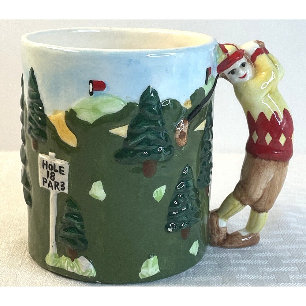 Vintage Golfer Coffee Cup/Mug with Golfer Guy as a Handle